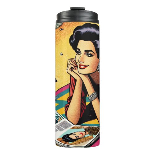 Retro Lady at Beach Daydreaming about Fashion Thermal Tumbler