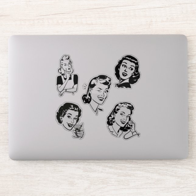 Retro Lady Custom-Cut Vinyl Sticker (Computer)