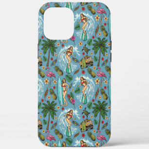 Retro lady surfer pattern iPhone 12 pro max case