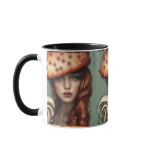 retro lady trippy mushroom love coffee tea cup