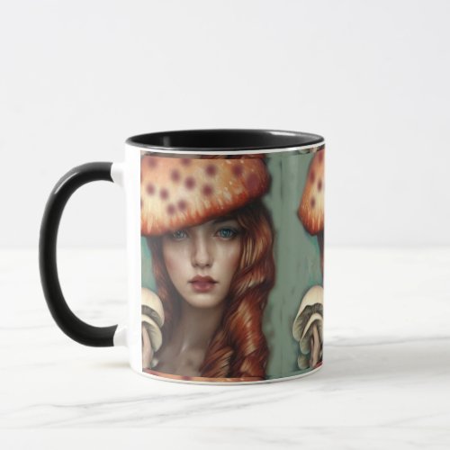 retro lady trippy mushroom love coffee tea cup