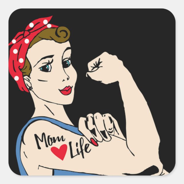 Retro Lady with Tattoo and Bandanna Sticker (Front)