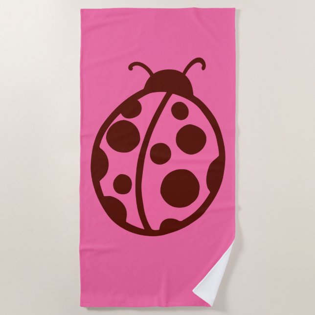 Retro Ladybug Beach Towel  (Front)