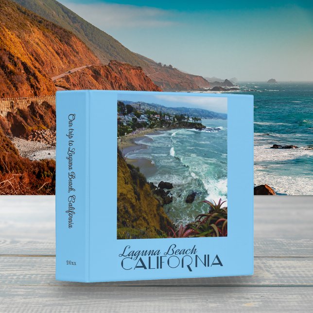 Retro Laguna Beach CA Travel Poster Scrapbook 3 Ring Binder (Creator Uploaded)