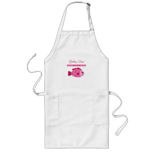 Retro Lake Adventure Pink Fish Vintage Design Long Apron
