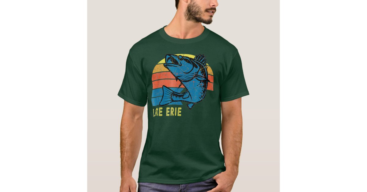 Walleye Vintage T Shirt Retro Sunset Fishermen Shi' Men's Premium