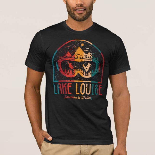 Retro Lake Louise Ski Sunset T-Shirt (Front)