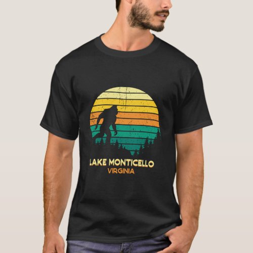 Retro Lake Monticello Virginia Big Foot Souvenir T_Shirt