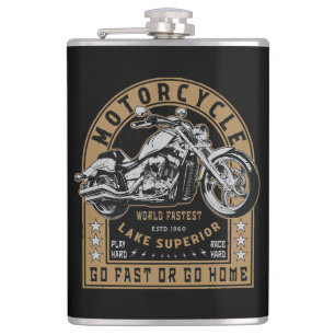 Retro Lake Superior Motorcycle Flask