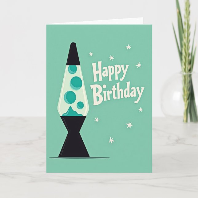 Retro Lamp Birthday Card (Front)