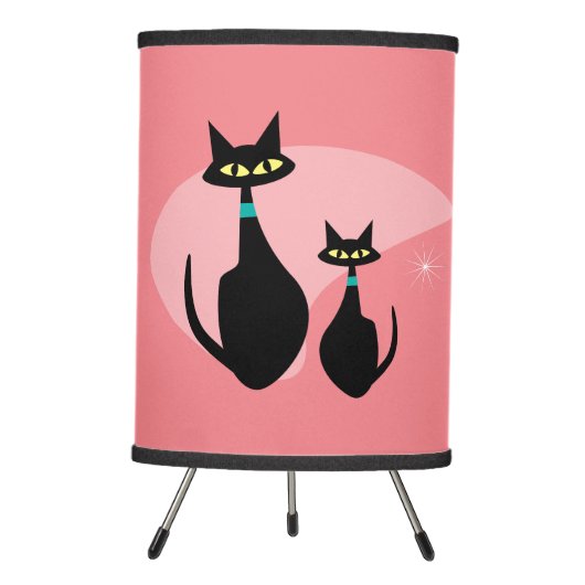 Retro Lamp CUSTOM COLOR Atomic Age Black Cats  (Front)