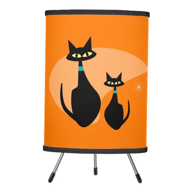 Retro Lamp CUSTOM COLOR Atomic Age Black Cats  (Front)