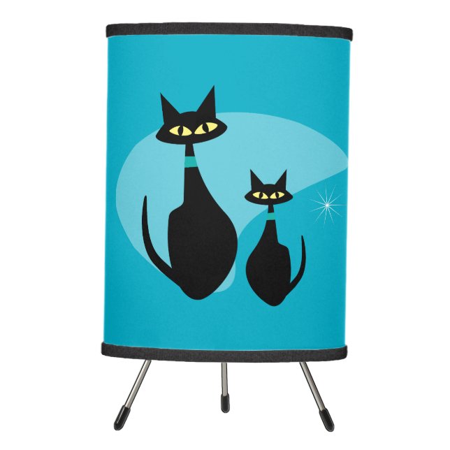 Retro Lamp CUSTOM COLOR Atomic Age Black Cats (Front)