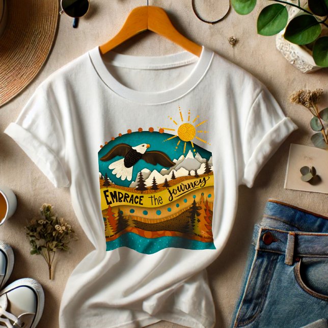 Retro Landscape Journey Quote Eagle Colorful  T-Shirt (Creator Uploaded)