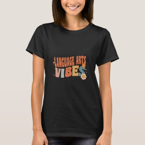 Retro Language Arts Vibes Teacher Women Kids  T_Shirt
