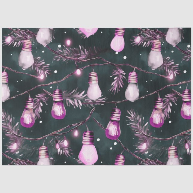 Retro Large Christmas Lights Strings Christmas Tissue Paper (Front)