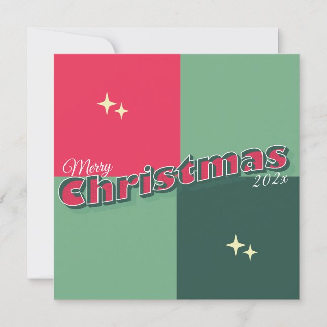 Retro Large Letter Christmas Photo Card (Front)