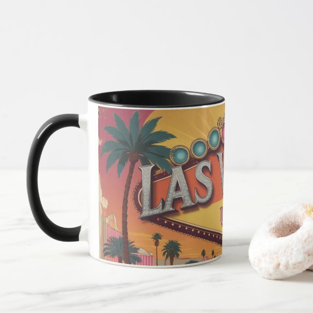 Retro Las Vegas Lights Mug (With Donut)