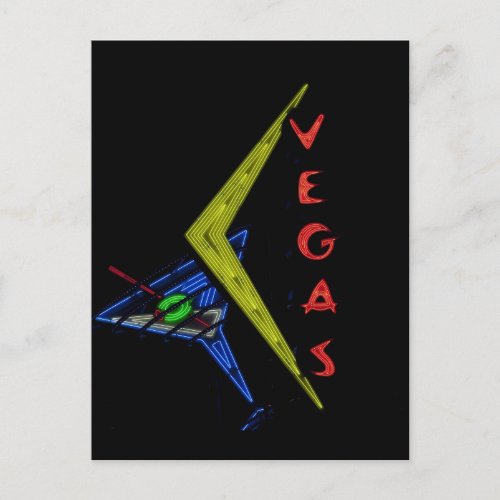 Retro Las Vegas Neon Sign  vintage travel Postcard