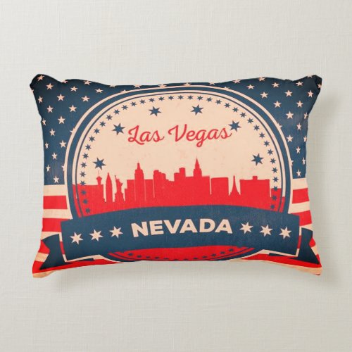 Retro Las Vegas Nevada Skyline Decorative Pillow