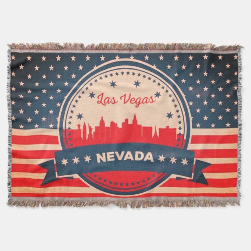 Retro Las Vegas Nevada Skyline Throw Blanket