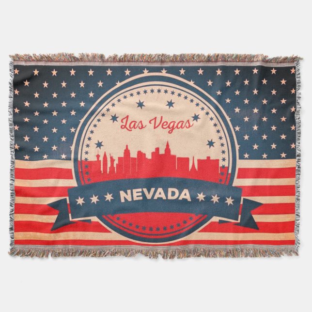Retro Las Vegas Nevada Skyline Throw Blanket (Front)