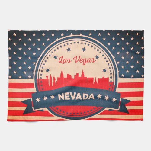 Retro Las Vegas Nevada Skyline Towel