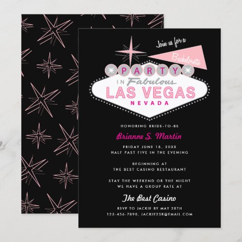 Retro Las Vegas Sign Bachelorette Party Invitation