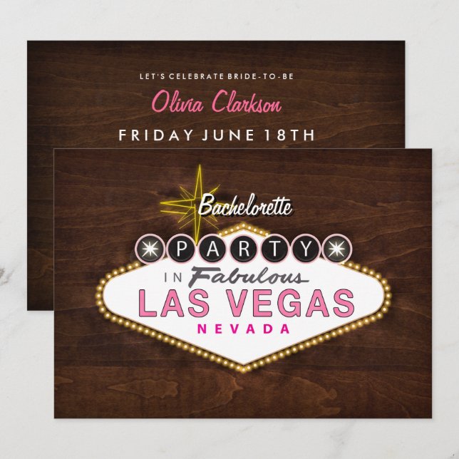 Retro Las Vegas Sign Bachelorette Party Invitation (Front/Back)