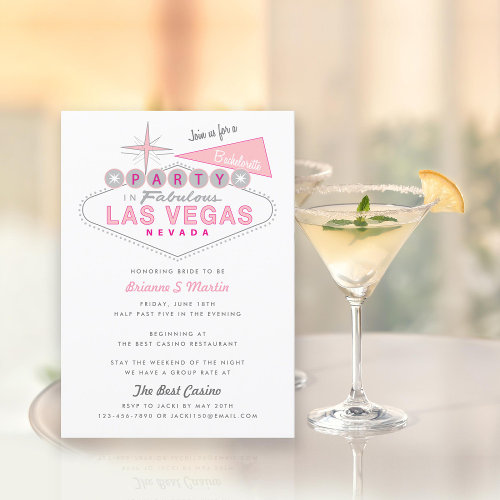 Retro Las Vegas Sign Bachelorette Party Invitation