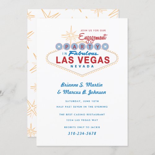 Retro Las Vegas Sign Engagement Party Invitation