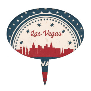 Retro Las Vegas Skyline Cake Topper