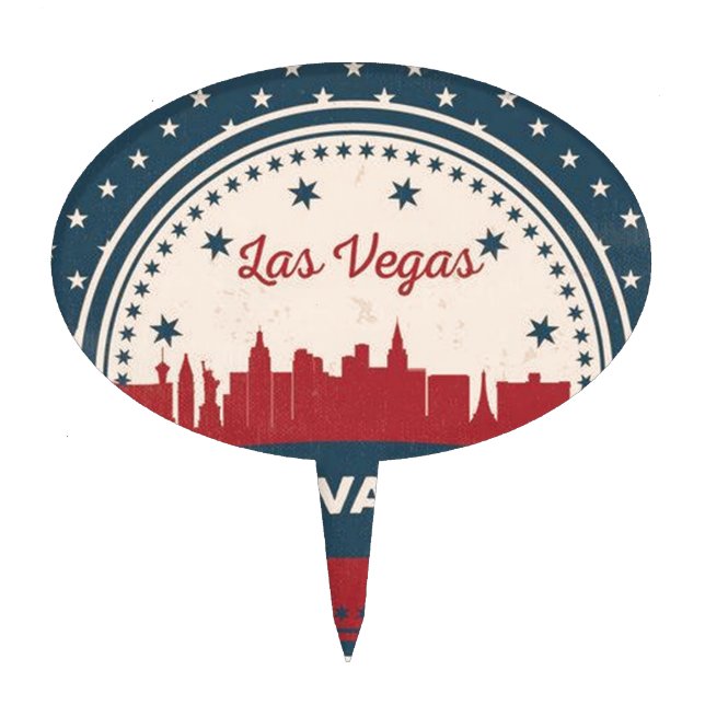 Retro Las Vegas Skyline Cake Topper (Front)