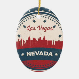 Retro Las Vegas Skyline Ceramic Ornament