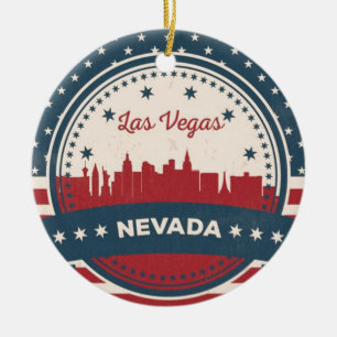 Retro Las Vegas Skyline Ceramic Ornament