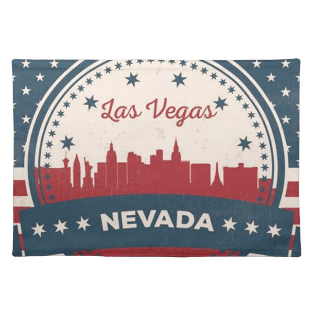 Retro Las Vegas Skyline Cloth Placemat (Front)