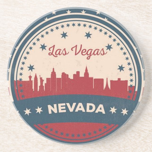 Retro Las Vegas Skyline Drink Coaster (Front)