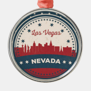 Retro Las Vegas Skyline Metal Ornament