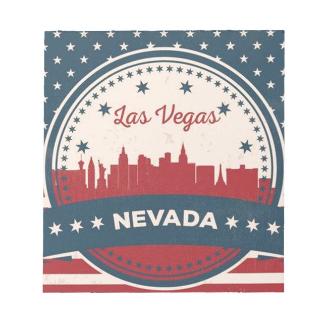 Retro Las Vegas Skyline Notepad (Front)