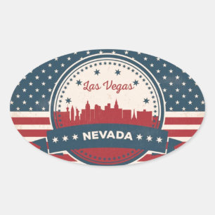 Retro Las Vegas Skyline Oval Sticker