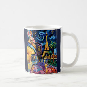 Retro Las Vegas Van Gogh Style Casino Night City Coffee Mug