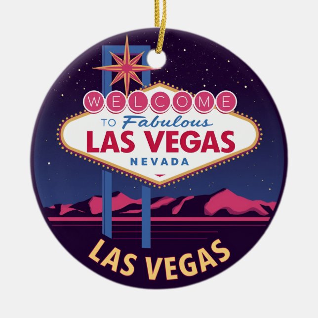 Retro Las Vegas Welcome Sign Ceramic Ornament (Front)