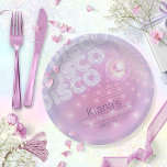 Retro Last Blast Disco Bachelorette ID928  Paper Plates<br><div class="desc">Elegant custom Disco Bachelorette paper plate design in beautiful gradient colors from lavender through periwinkle and pink with a funky disco ball,  glamorous retro font and a sparkling disco lights background. Search ID928 to see other products in this trendy collection.</div>