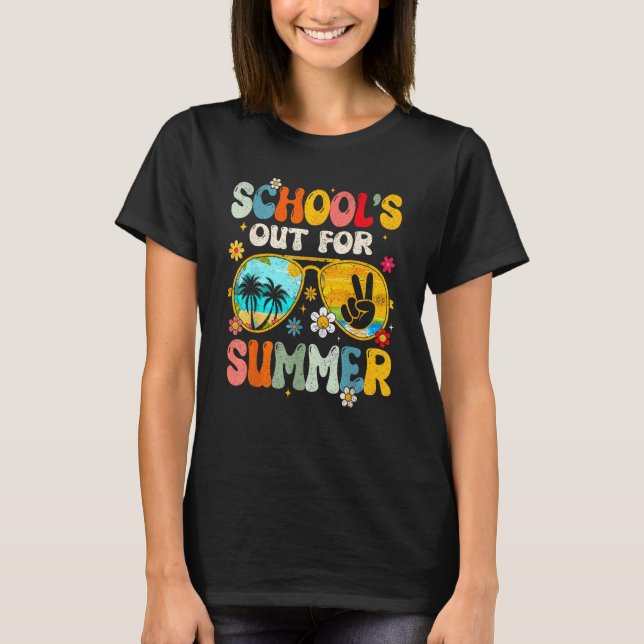 Retro Last Day of School s Out For Summer Teacher  T-Shirt (Front)