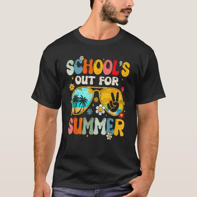 Retro Last Day of School s Out For Summer Teacher  T-Shirt (Front)