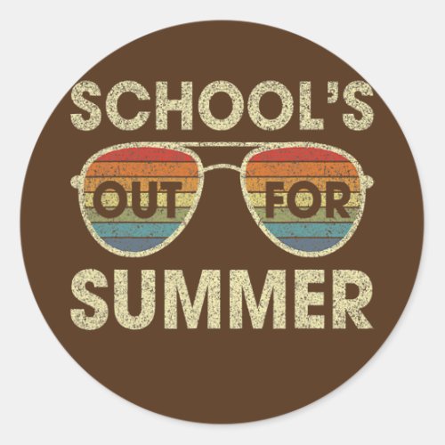 Retro Last Day Of School Schools Out For Summer Classic Round Sticker