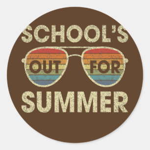 Retro Last Day Of School Schools Out For Summer Classic Round Sticker