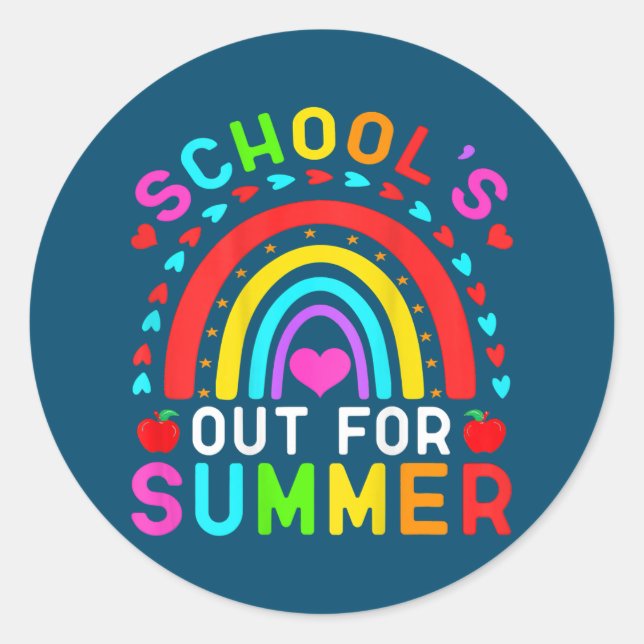 Retro Last Day Of School Schools Out For Summer Classic Round Sticker (Front)