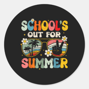 Retro Last Day Of School Schools Out For Summer Te Classic Round Sticker