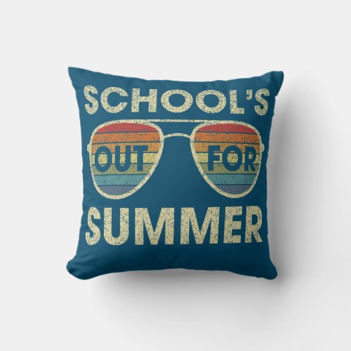 Retro Last Day Of School Schools Out For Summer Throw Pillow